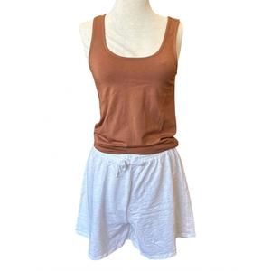 NEW MODODOC women's easy pull on shorts with drawstring in white